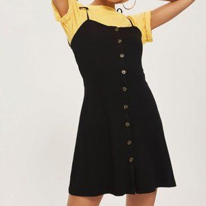 Topshop Button Through Ribbed Mini Dress